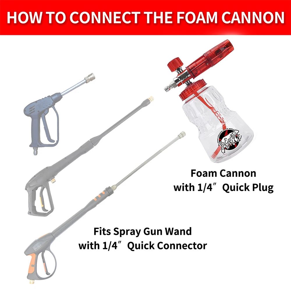 BearForce Car Wash Foam Cannon for Pressure Washer - 1/4” Quick Connect - RED - SHINE SHOP