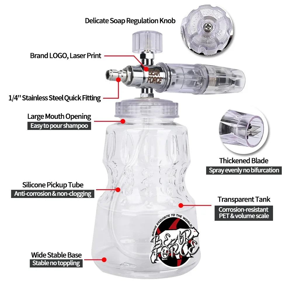 BearForce Car Wash Foam Cannon for Pressure Washer - CHOOSE YOUR CONNECTOR - CLEAR - SHINE SHOP
