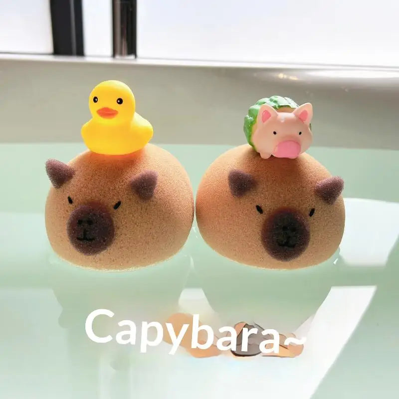 Capybara Cute Gentle Exfoliating Massage Cleaning Bath Sponge Ball Soft Foaming Scrubber