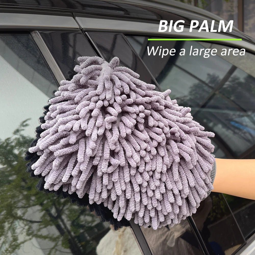 Car Wash Mitts - Chenille Plush Gloves - Thick Premium - SHINE SHOP