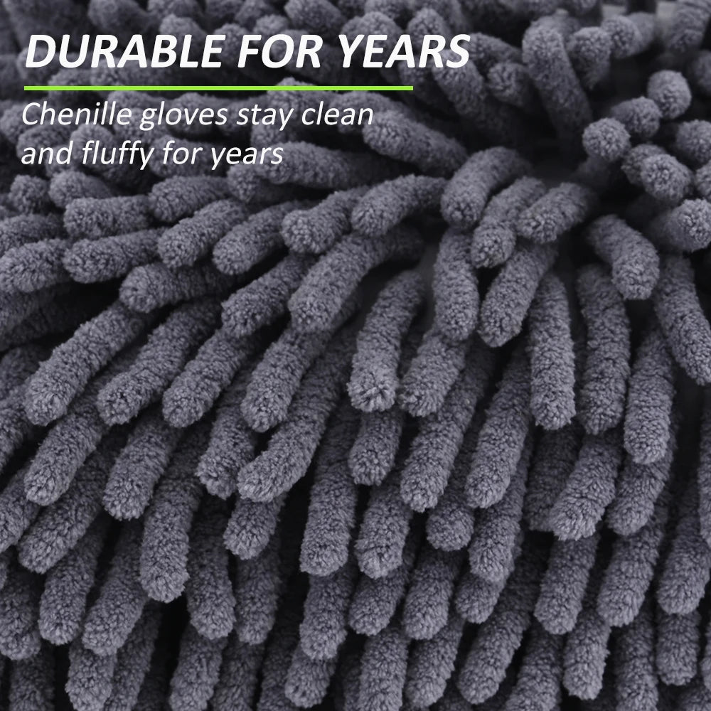 Car Wash Mitts - Chenille Plush Gloves - Thick Premium - SHINE SHOP