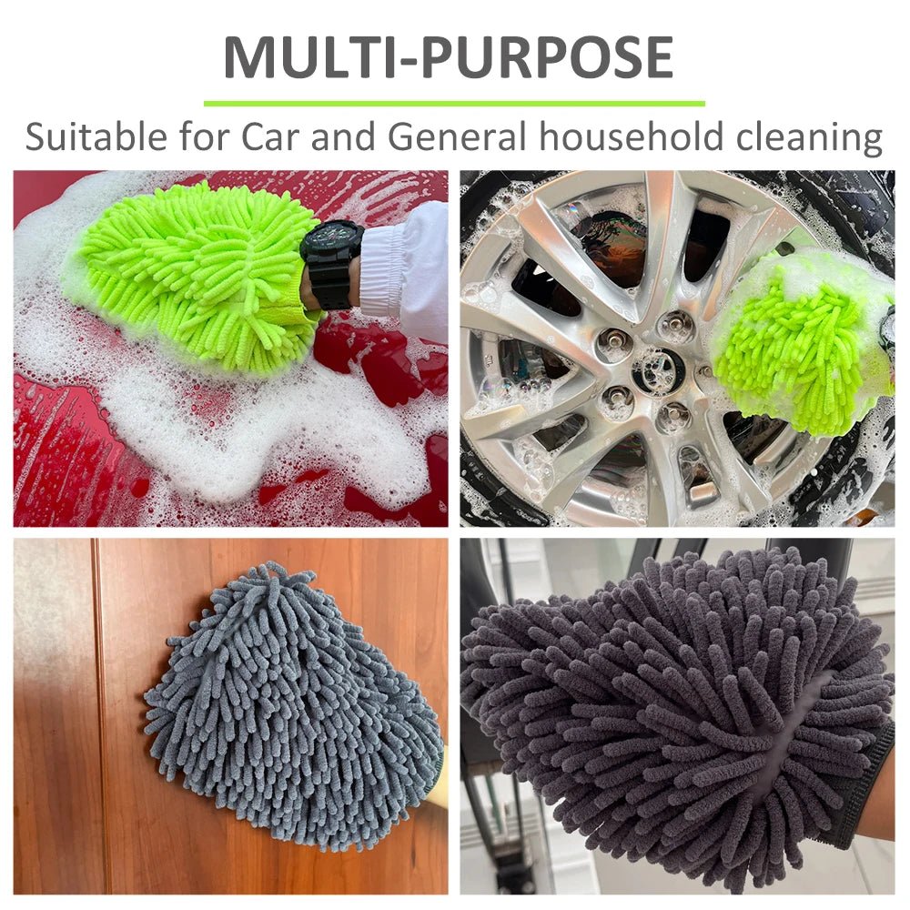 Car Wash Mitts - Chenille Plush Gloves - Thick Premium - SHINE SHOP