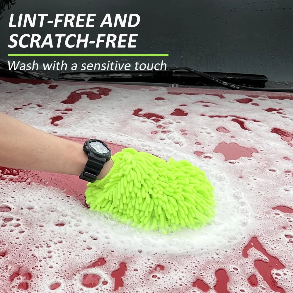 Car Wash Mitts - Chenille Plush Gloves - Thick Premium - SHINE SHOP