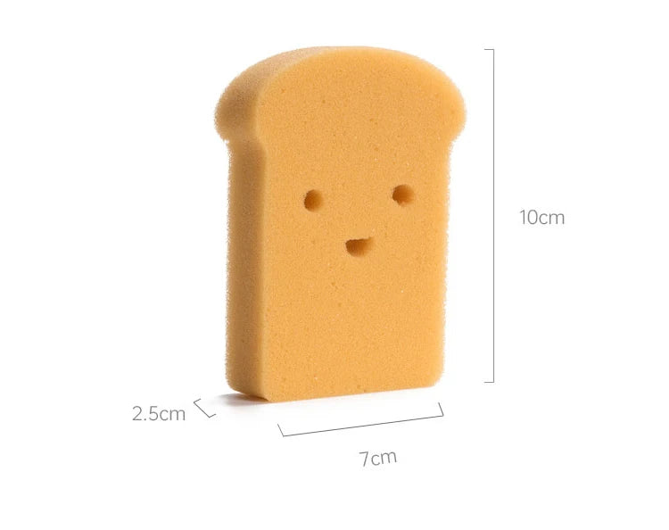 12pcs Smiley Bread Shaped Sponges, Innovative Dishwashing Pad Reusable Japanese Toast Kitchen Sponge