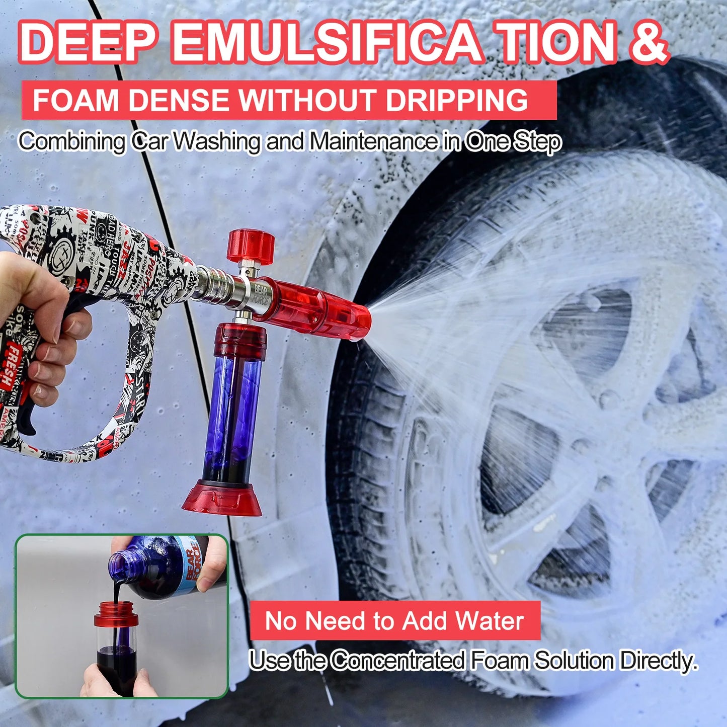 Upgraded Red Mini Foam Cannon Pro - No Water Added