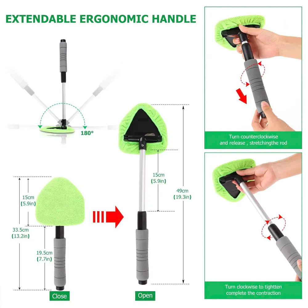 Telescopic Car Windshield Cleaning Brush - Microfiber Window Glass Cleaner Wand