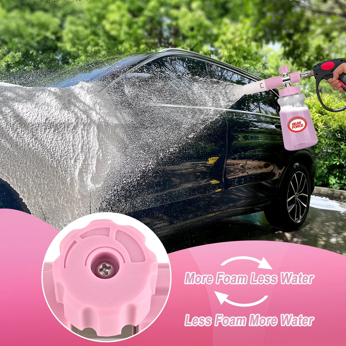 Pink Pressure Washer Foam Cannon - 1/4” Quick Connect