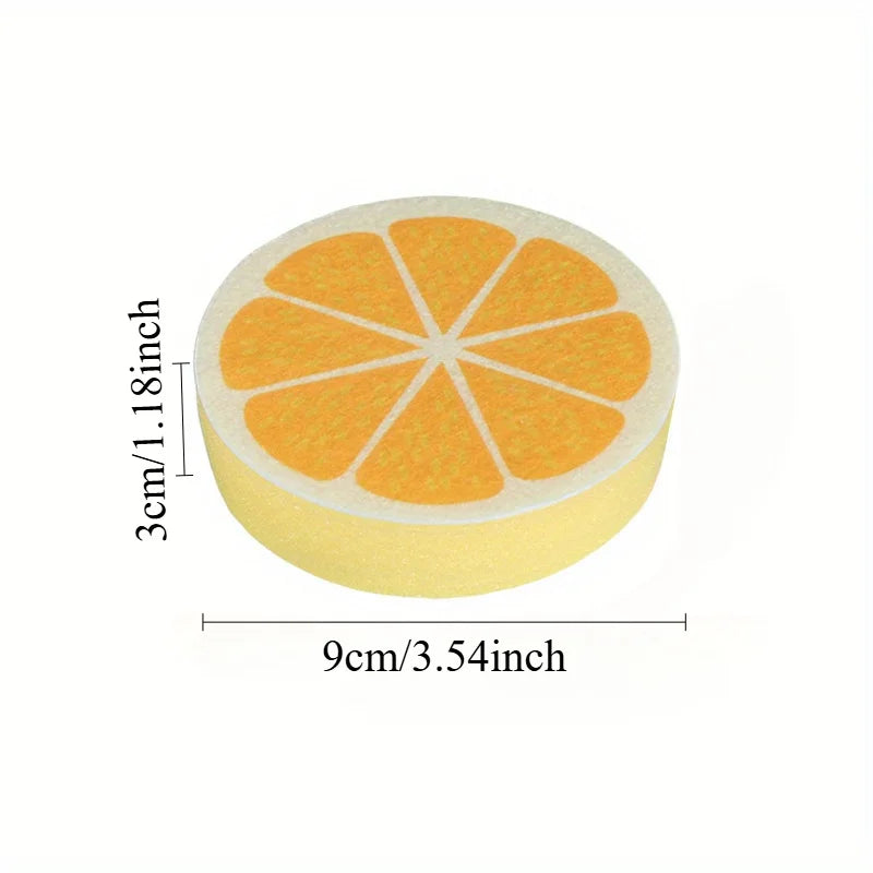 4pcs Kitchen Sponge Fruit Slice Design, Non-Woven, Reusable for Home