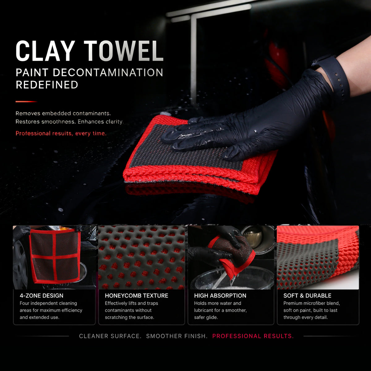 v3.0 Quad Folding Perforated Clay Decontamination Towels | Fine Grade Auto Detailing Clay Bar Towel