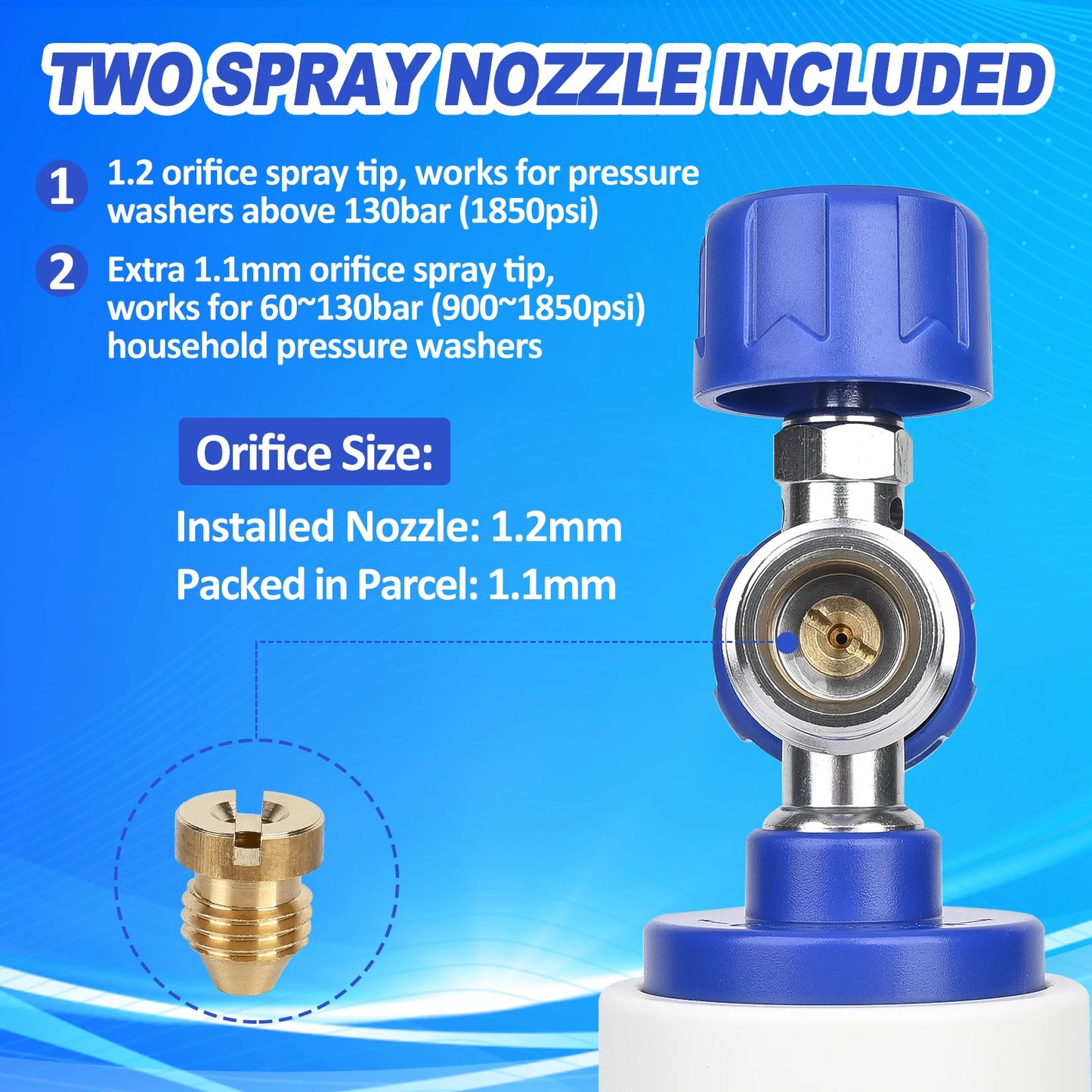 Blue Upgraded Pressure Washer Foam Cannon - 1/4” Quick Connect