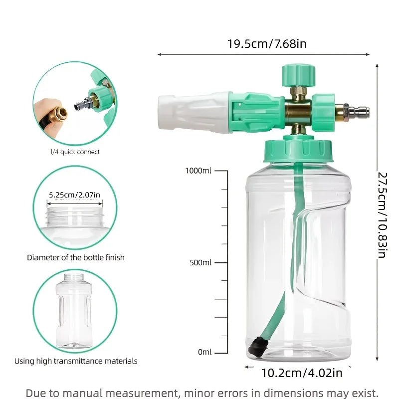 High Pressure Washer Foam Cannon - 1/4 Inch Quick Connect - 4 Colors Available ShineShop.xyz.