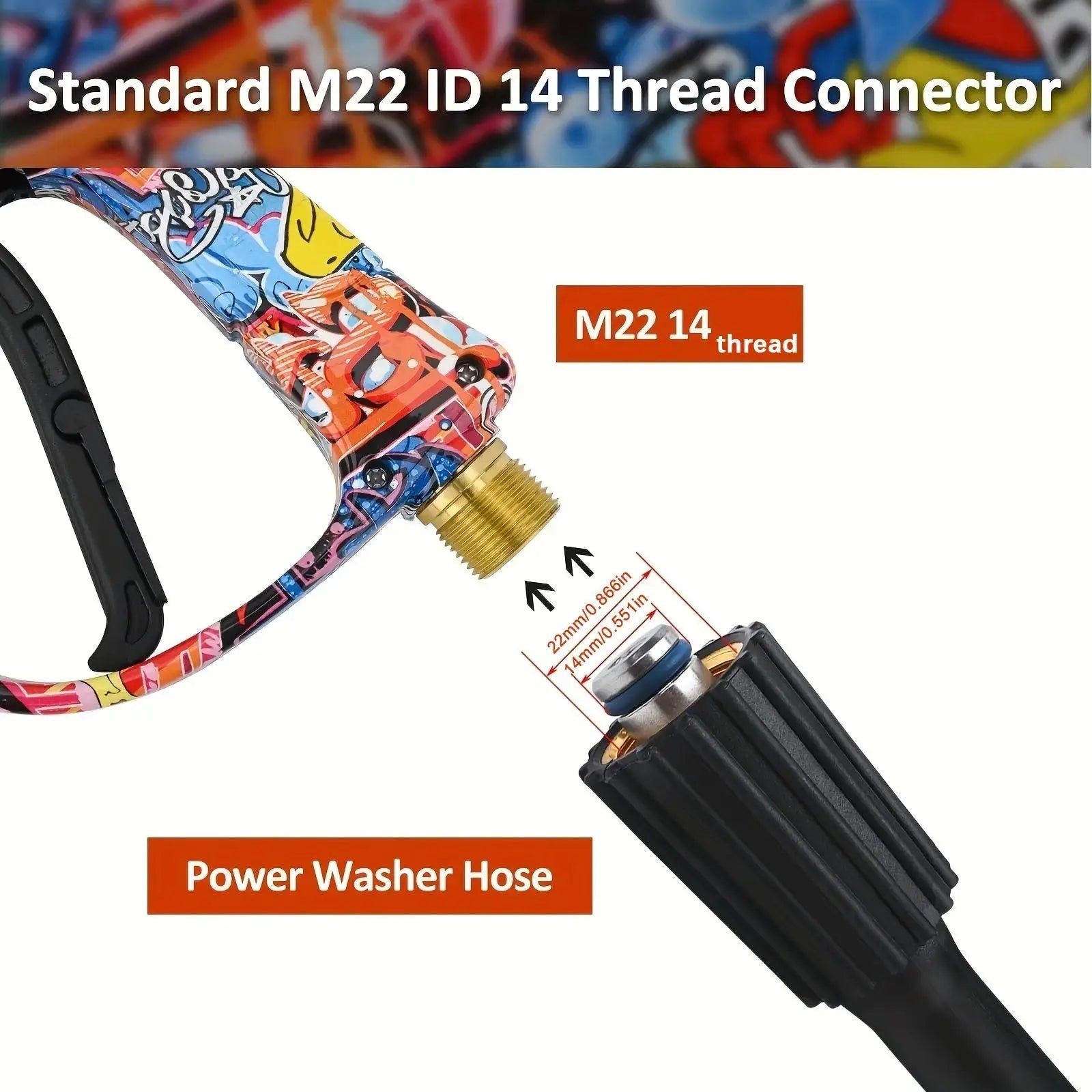 K series- 4350PSI High Pressure Water Lance Set with Graffiti Design - 1L Foam Cannon & 1/4" Quick Connect - for Karcher ShineShop.xyz.