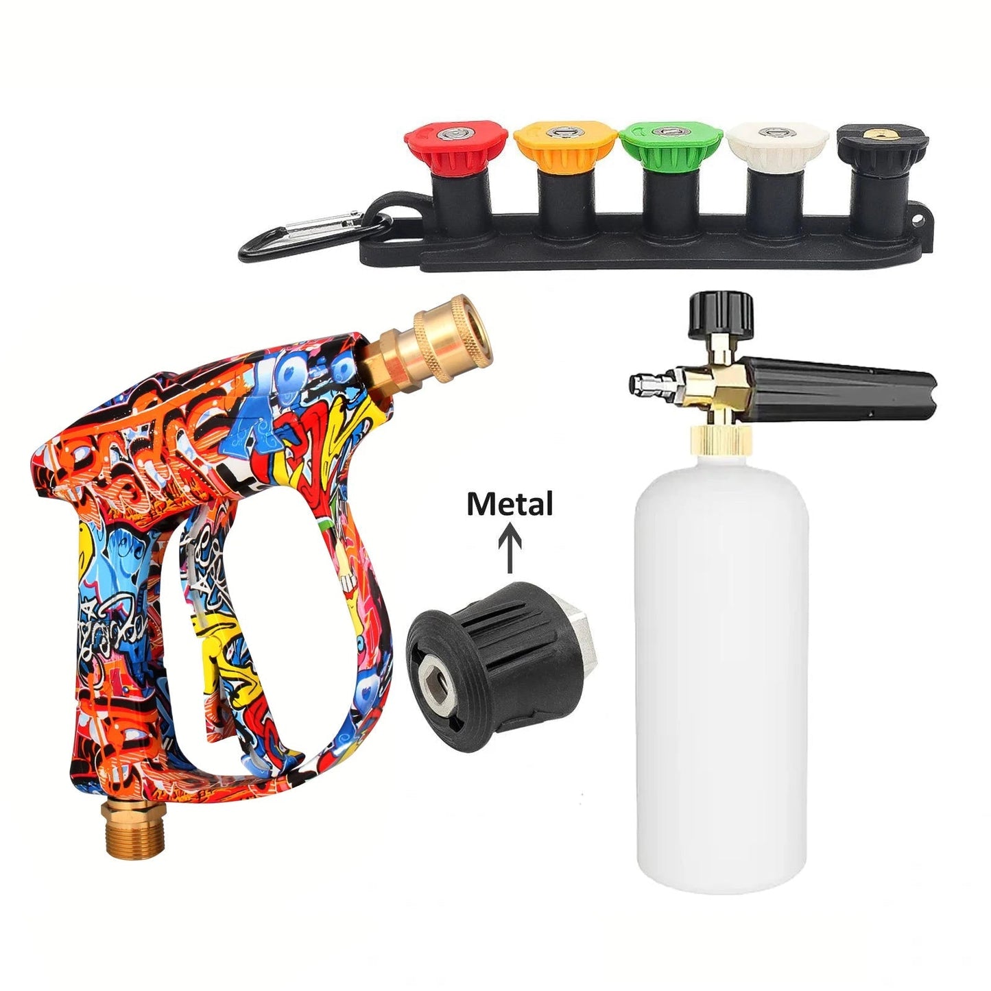K series- 4350PSI High Pressure Water Lance Set with Graffiti Design - 1L Foam Cannon & 1/4" Quick Connect - for Karcher ShineShop.xyz.