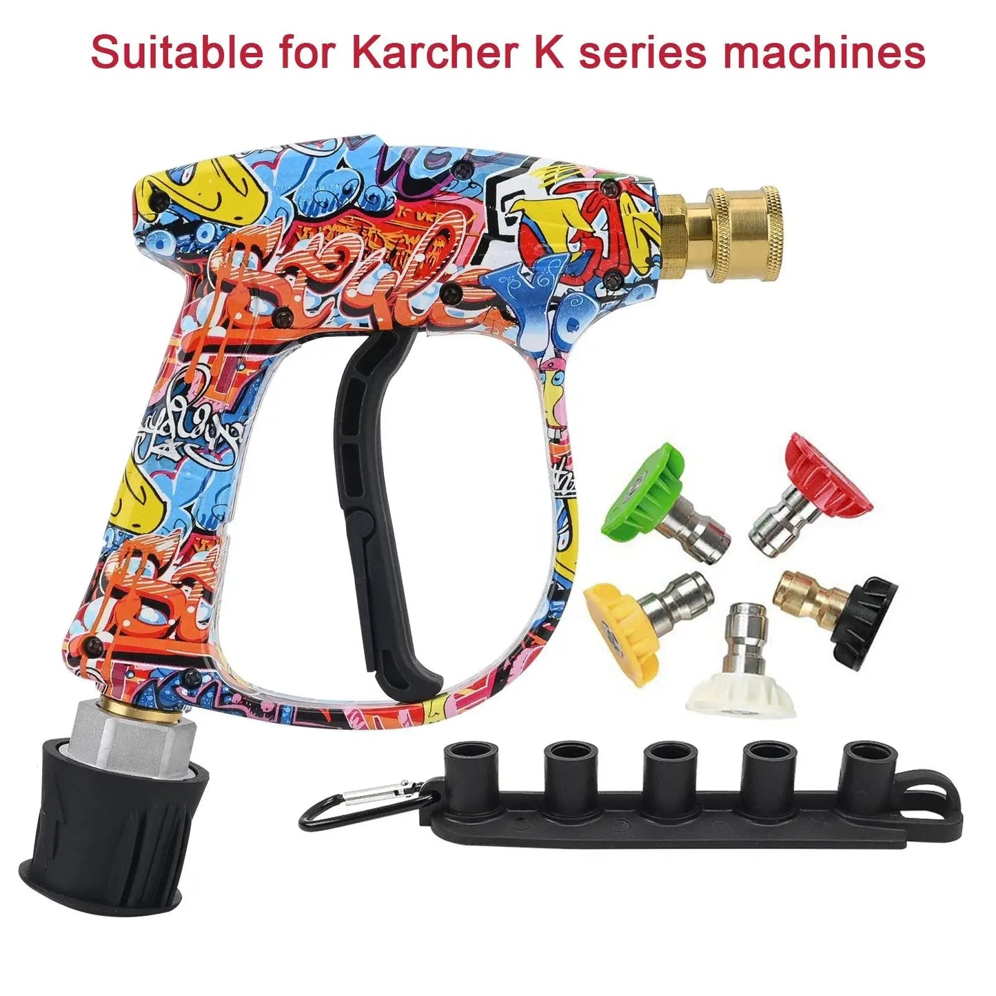 K series- 4350PSI High Pressure Water Lance Set with Graffiti Design - 1L Foam Cannon & 1/4" Quick Connect - for Karcher ShineShop.xyz.