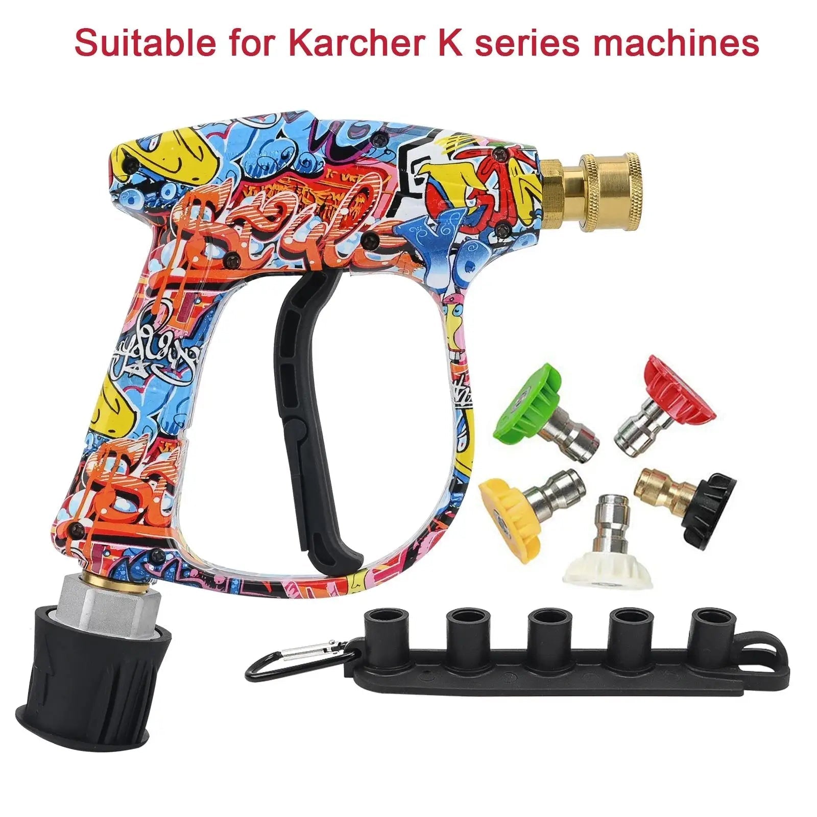 K series- 4350PSI High Pressure Water Lance Set with Graffiti Design - 1L Foam Cannon & 1/4" Quick Connect - for Karcher ShineShop.xyz.