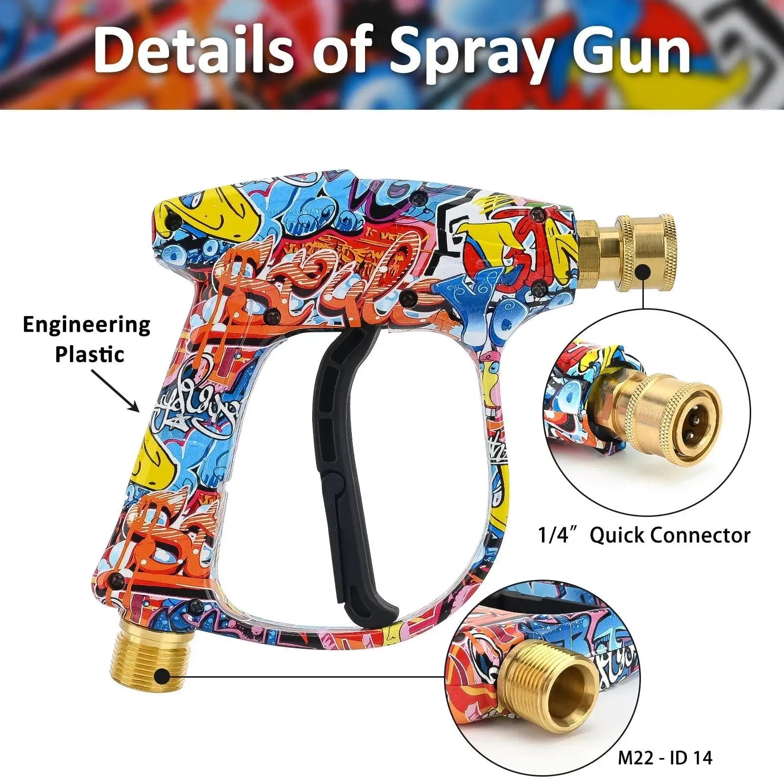 K series- 4350PSI High Pressure Water Lance Set with Graffiti Design - 1L Foam Cannon & 1/4" Quick Connect - for Karcher ShineShop.xyz.