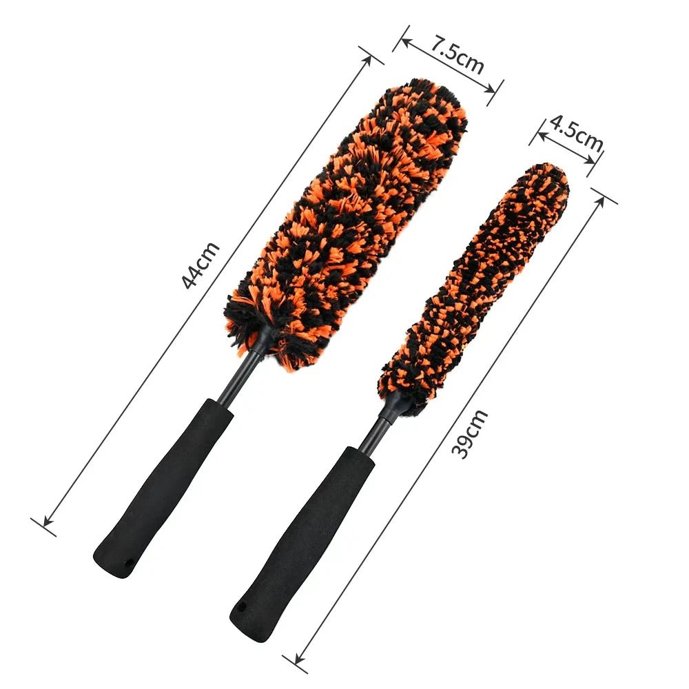 Microfiber Bendable Wheel Detailing Brush, Soft No-Scratch for Car Rims - Orange ShineShop.xyz.
