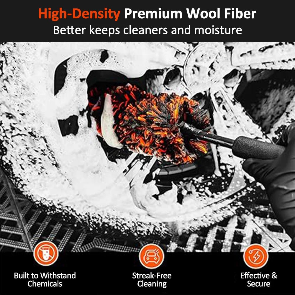 Microfiber Bendable Wheel Detailing Brush, Soft No-Scratch for Car Rims - Orange ShineShop.xyz.