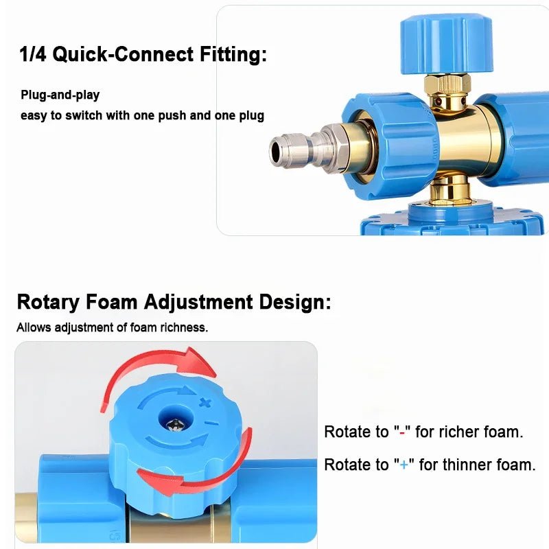 New Blue Foam Cannon Kit with Stubby Car Wash Gun, Nozzle Set - Choose Your Adapter ShineShop.xyz.