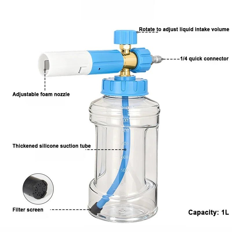 New Blue Foam Cannon Kit with Stubby Car Wash Gun, Nozzle Set - Choose Your Adapter ShineShop.xyz.