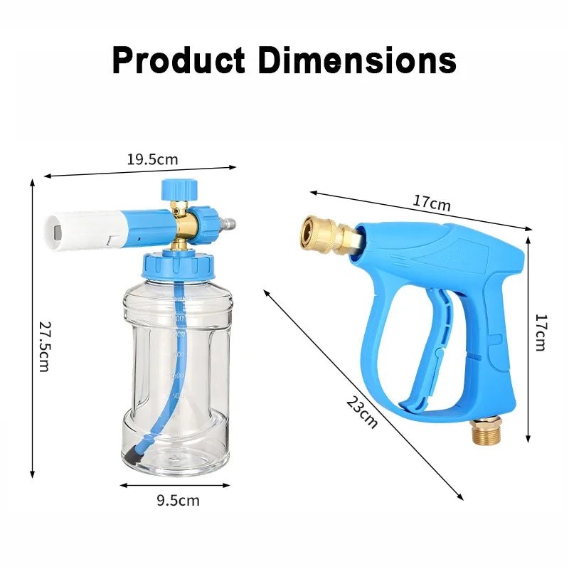 New Blue Foam Cannon Kit with Stubby Car Wash Gun, Nozzle Set - Choose Your Adapter ShineShop.xyz.