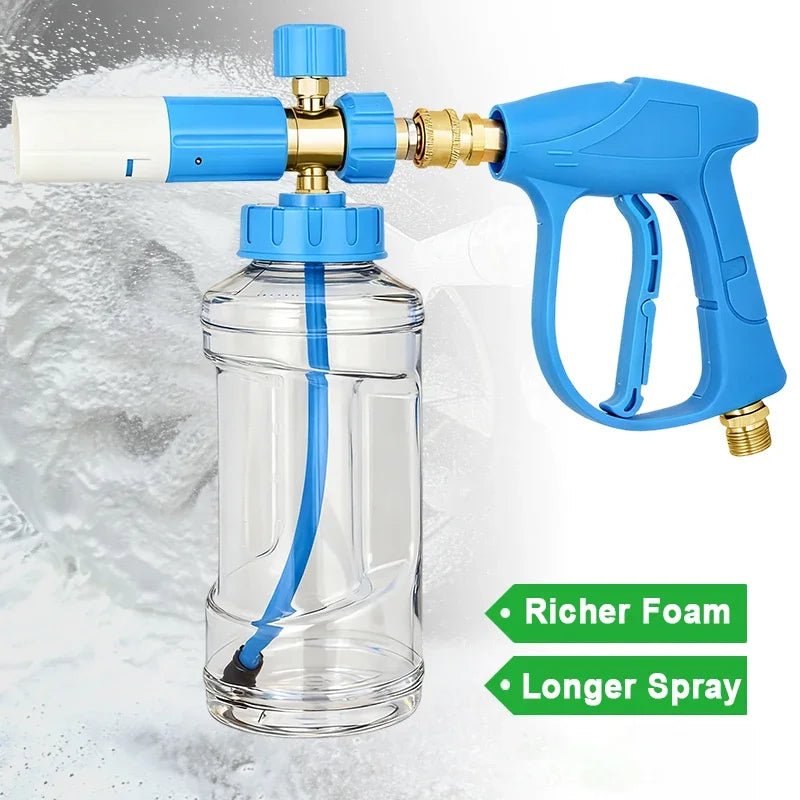 New Blue Foam Cannon Kit with Stubby Car Wash Gun, Nozzle Set - Choose Your Adapter ShineShop.xyz.