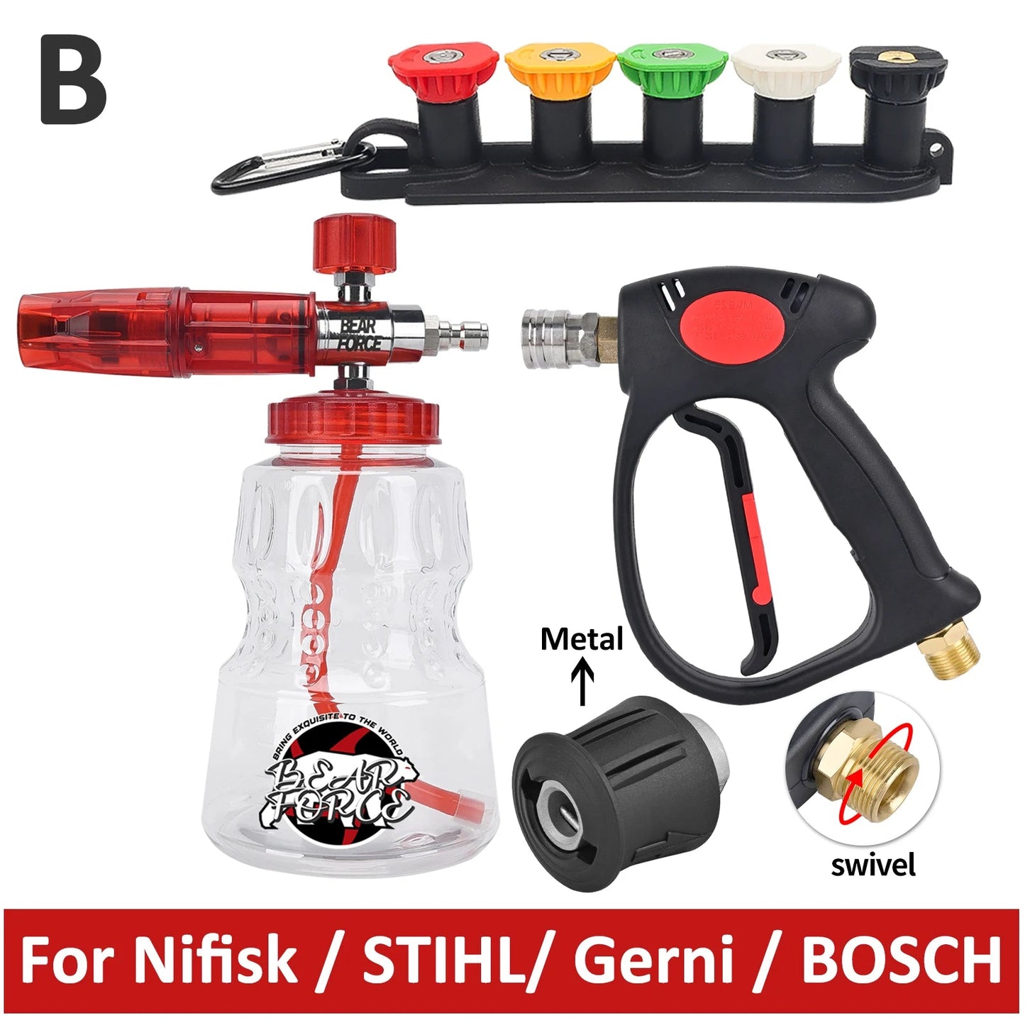 Premium Foam Cannon + Swiveling Stubby Sprayer Pistol Combo ShineShop.xyz.