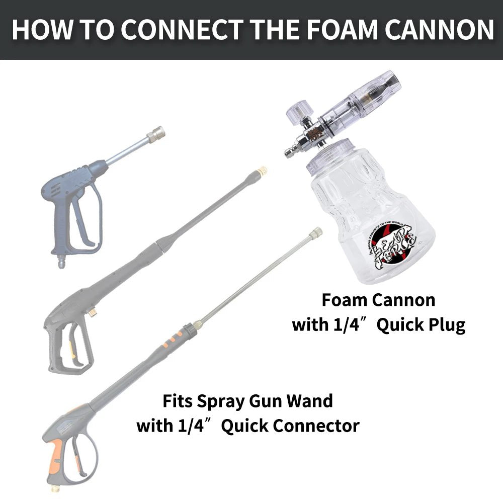 Pressure Washer Car Foam Cannon Foam - 1/4” Quick Connector - CLEAR - SHINE SHOP