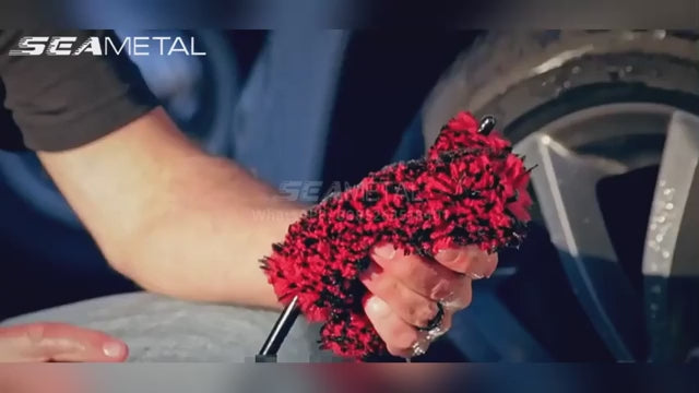 SEAMETAL Wheel Detailing Brush Microfiber Bendable Wool Style Cleaning Tools for Car Rim - Red ShineShop.xyz.
