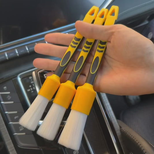 Lucullan White Nylon Bristle Car Detail Brushes Non-Slip Soft Rubber Handle ShineShop.xyz.