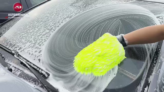 3pcs Microfiber Glove Set Non-Scratch Car Wash Mitt - Fluorescent Yellow