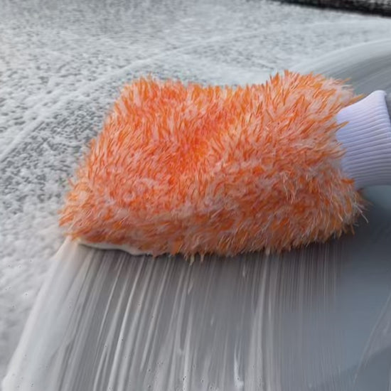 AUTOBRIGHT Orange Car Wash Glove Cleaning Mitt Thick Microfiber High Quality ShineShop.xyz.