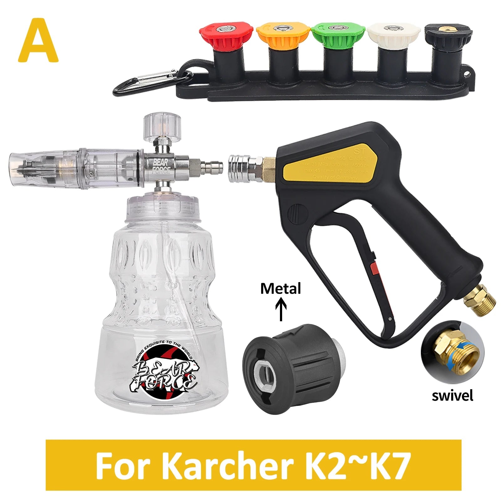 Pro Shorty 360° Swivel Pressure Washer Spray Lance & Foam Cannon Kit | M22-14mm Inlet ShineShop.xyz.