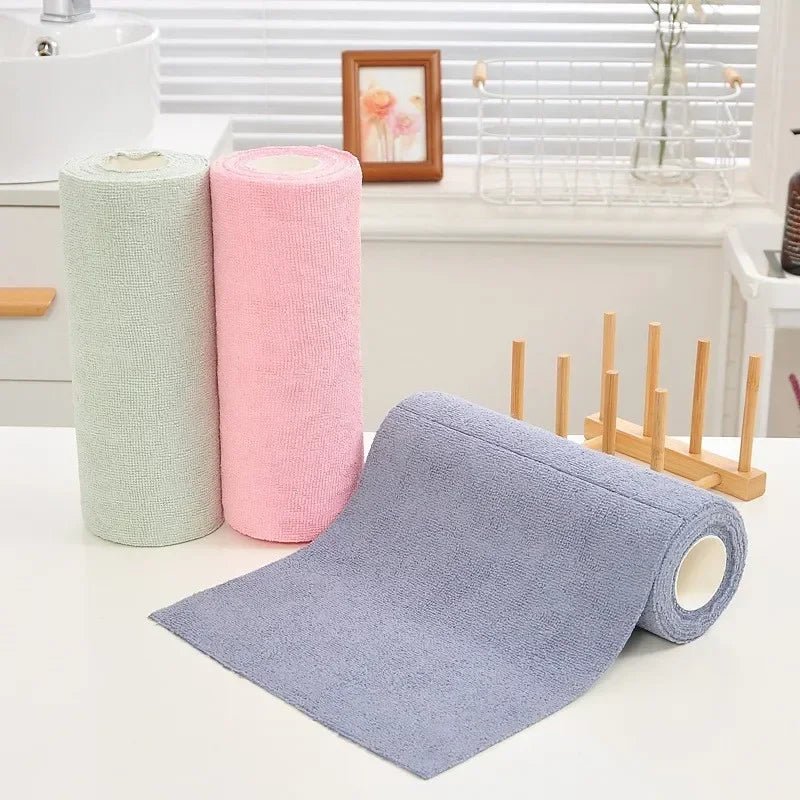 Reusable Microfiber Towel Roll - Cleaning Wipe for Home Kitchen Dish & Shop Rags - Paper Towel Replacement 1 Roll of 20 Sheets ShineShop.xyz.