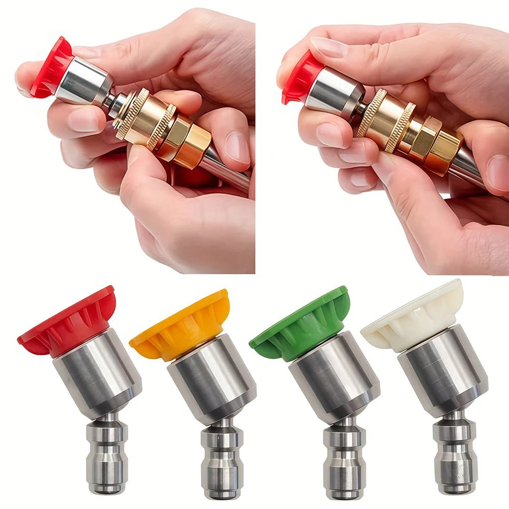 Rotating Pressure Washer Nozzle Set - 1/4'' Quick Connect Rotary Spray Jet Tip ShineShop.xyz.