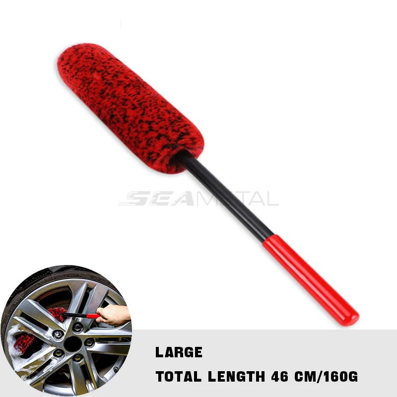 SEAMETAL Wheel Detailing Brush Microfiber Bendable Wool Style Cleaning Tools for Car Rim - Red ShineShop.xyz.