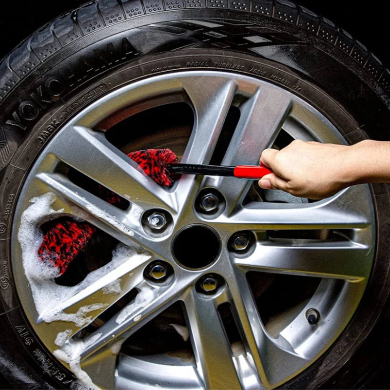 SEAMETAL Wheel Detailing Brush Microfiber Bendable Wool Style Cleaning Tools for Car Rim - Red ShineShop.xyz.