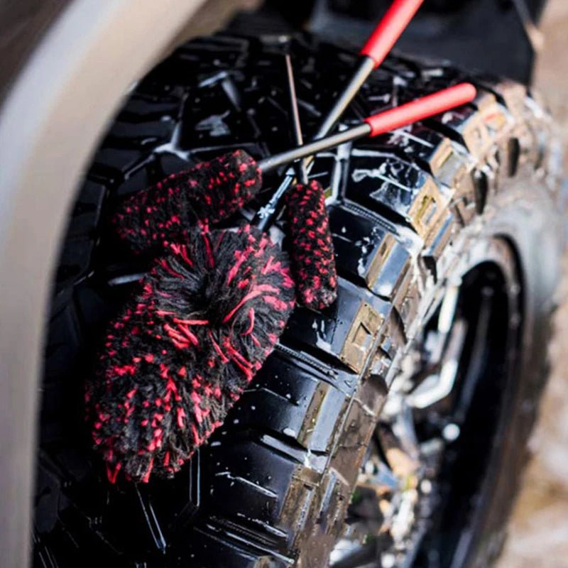 SEAMETAL Wheel Detailing Brush Microfiber Bendable Wool Style Cleaning Tools for Car Rim - Red ShineShop.xyz.