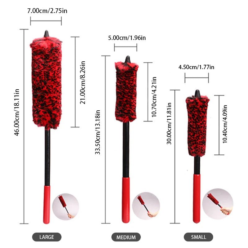 SEAMETAL Wheel Detailing Brush Microfiber Bendable Wool Style Cleaning Tools for Car Rim - Red ShineShop.xyz.