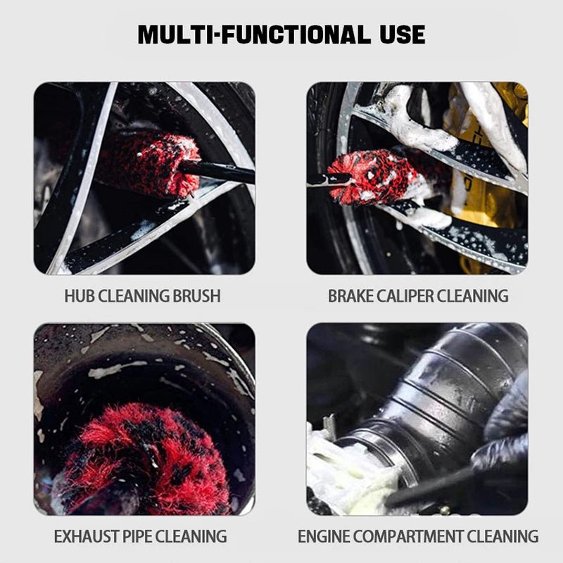 SEAMETAL Wheel Detailing Brush Microfiber Bendable Wool Style Cleaning Tools for Car Rim - Red ShineShop.xyz.