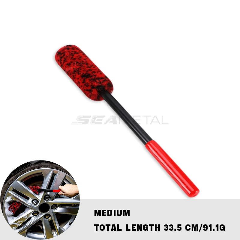 SEAMETAL Wheel Detailing Brush Microfiber Bendable Wool Style Cleaning Tools for Car Rim - Red ShineShop.xyz.