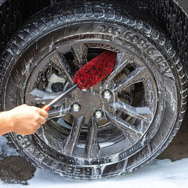 SEAMETAL Wheel Detailing Brush Microfiber Bendable Wool Style Cleaning Tools for Car Rim - Red ShineShop.xyz.