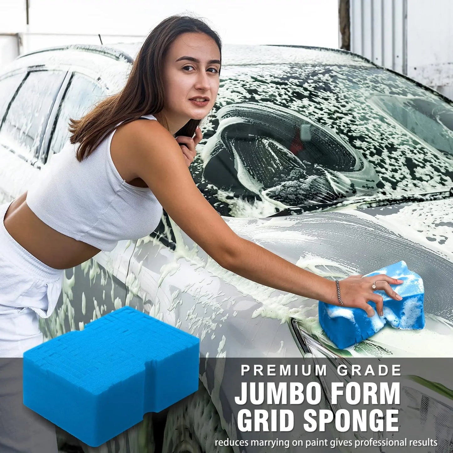 Soft Car Wash Sponge - Large Cross Cut Grid ShineShop.xyz.