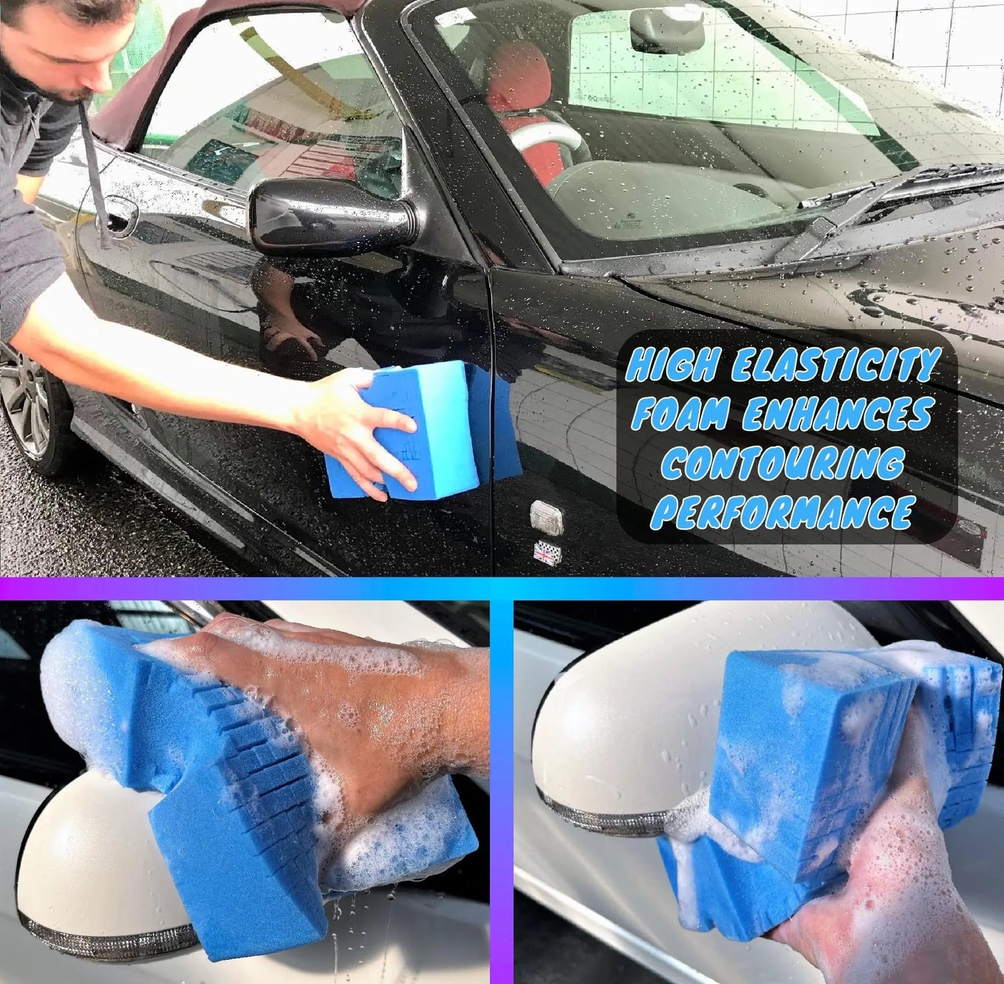 Soft Car Wash Sponge - Large Cross Cut Grid ShineShop.xyz.