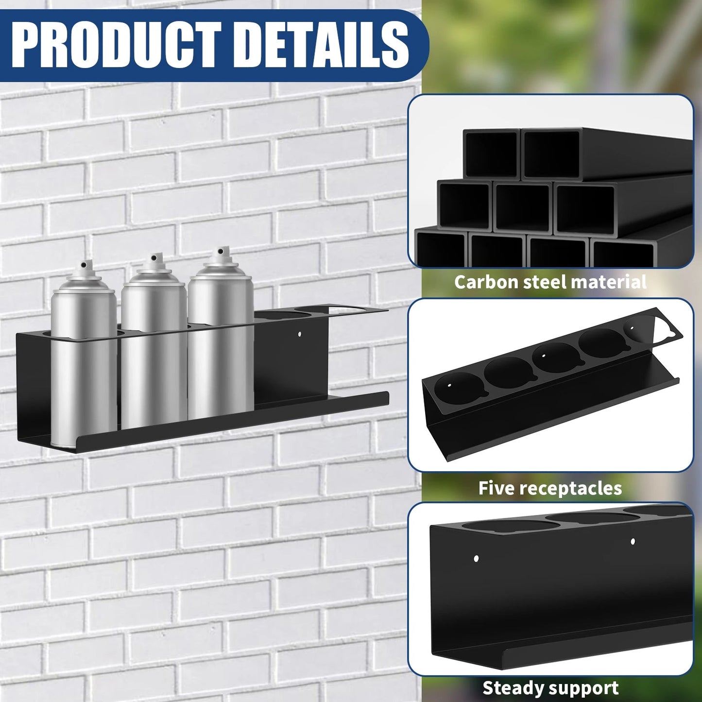 Spray Bottle Holder Metal Aerosol Can Wall Mount Paint Bottle Organizer for Garage Shop Home ShineShop.xyz.