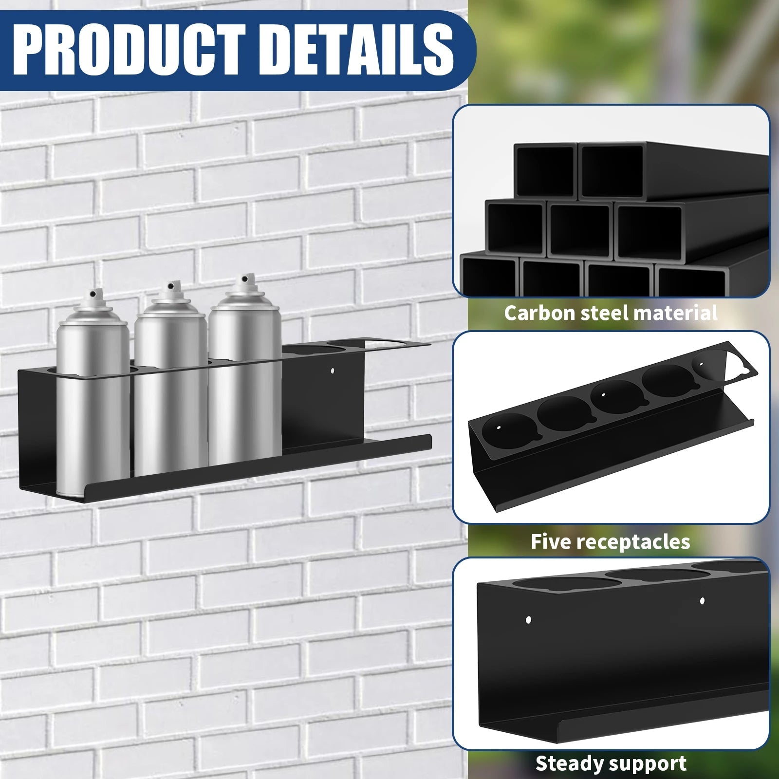 Spray Bottle Holder Metal Aerosol Can Wall Mount Paint Bottle Organizer for Garage Shop Home ShineShop.xyz.