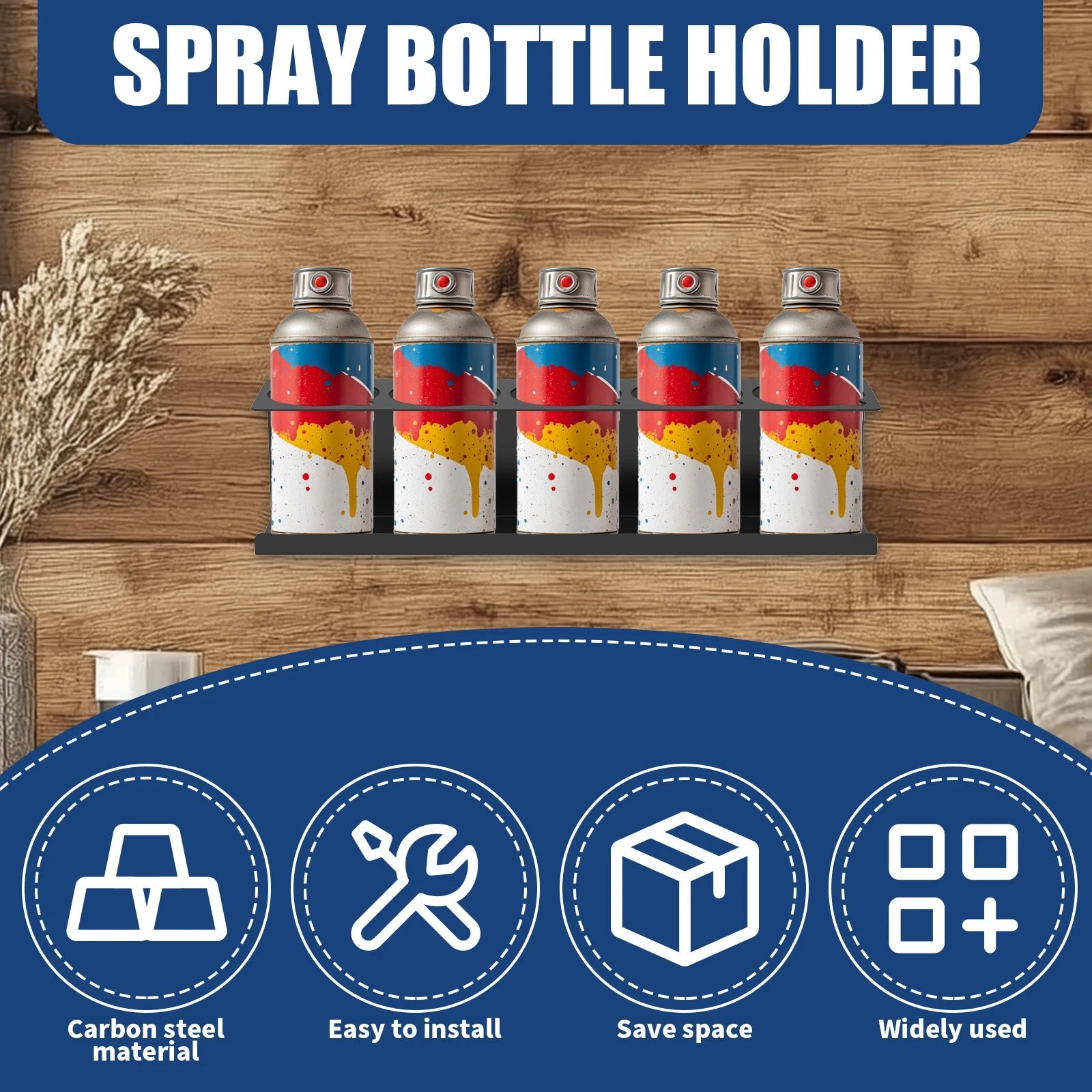 Spray Bottle Holder Metal Aerosol Can Wall Mount Paint Bottle Organizer for Garage Shop Home ShineShop.xyz.