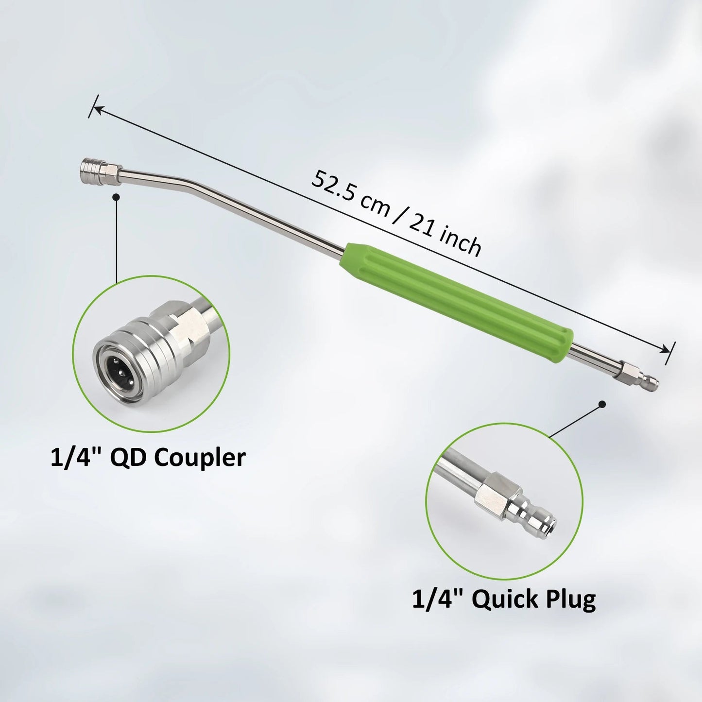 Stainless Steel Car Wash Pressure Washer Extension Wand with 1/4” Quick Plug ShineShop.xyz.