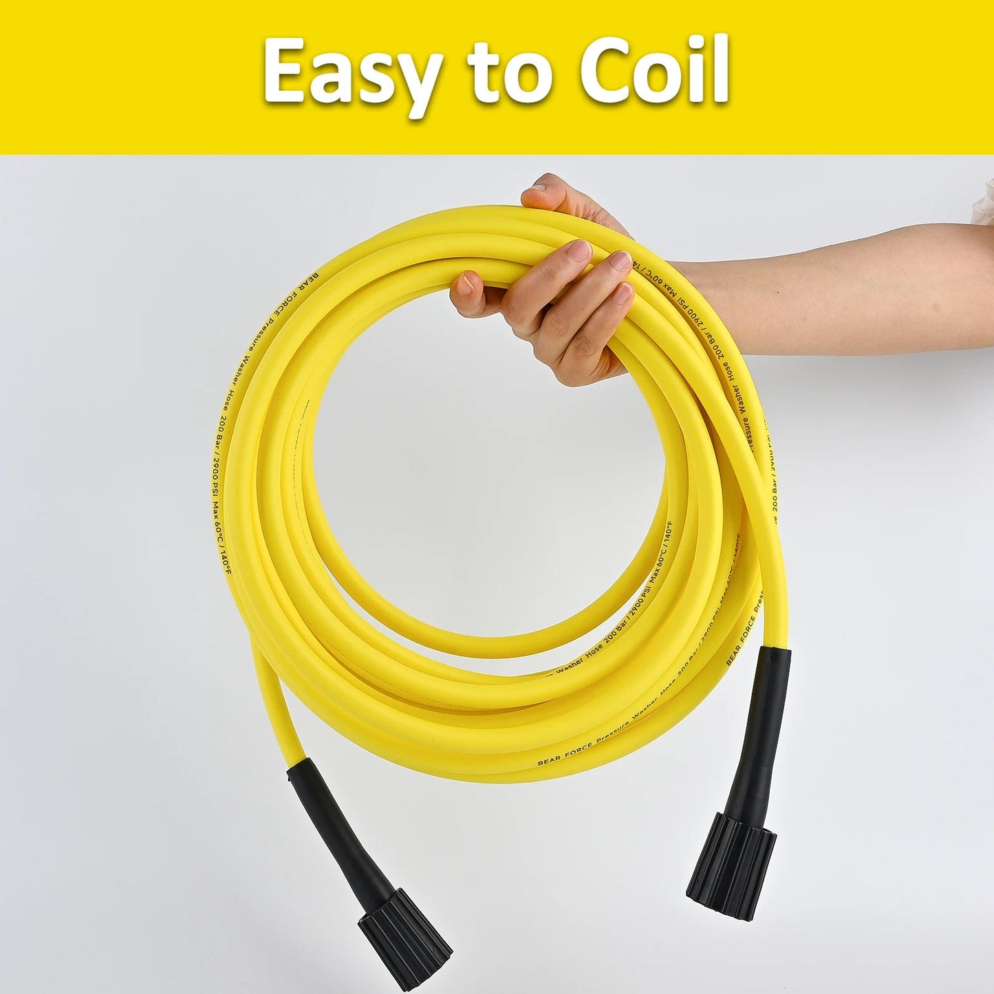 2900psi Super Flexible Yellow Pressure Washer Hose Kink Resistant Extension M22 ShineShop.xyz.