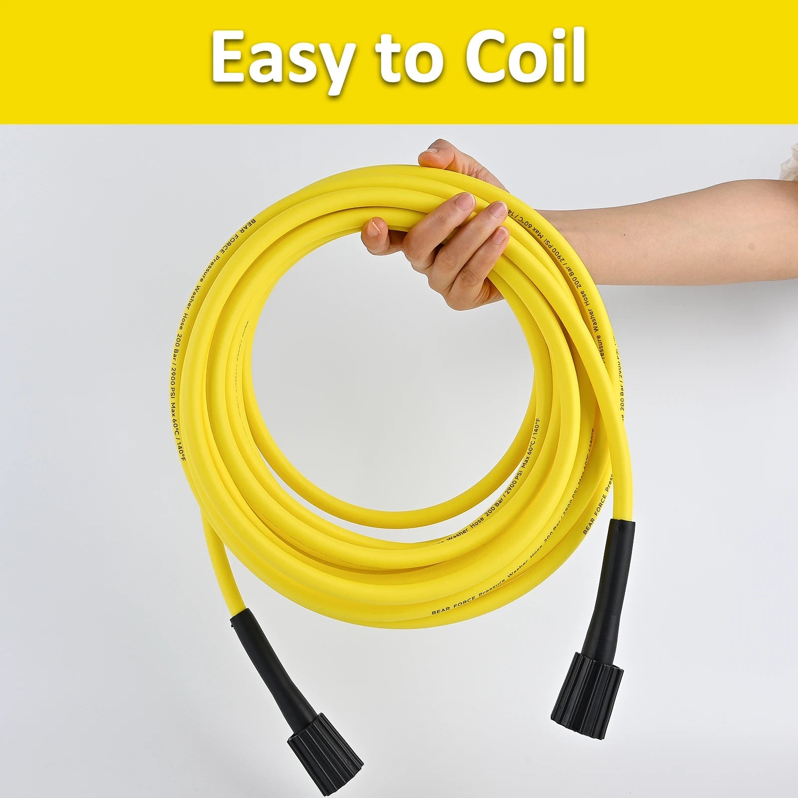 2900psi Super Flexible Yellow Pressure Washer Hose Kink Resistant Extension M22 ShineShop.xyz.